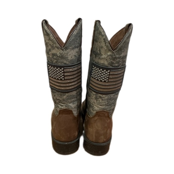 Ariat Men’s Distressed Camo Sport Patriot Weatern Boots- Broad Square Toe - Picture 3 of 6